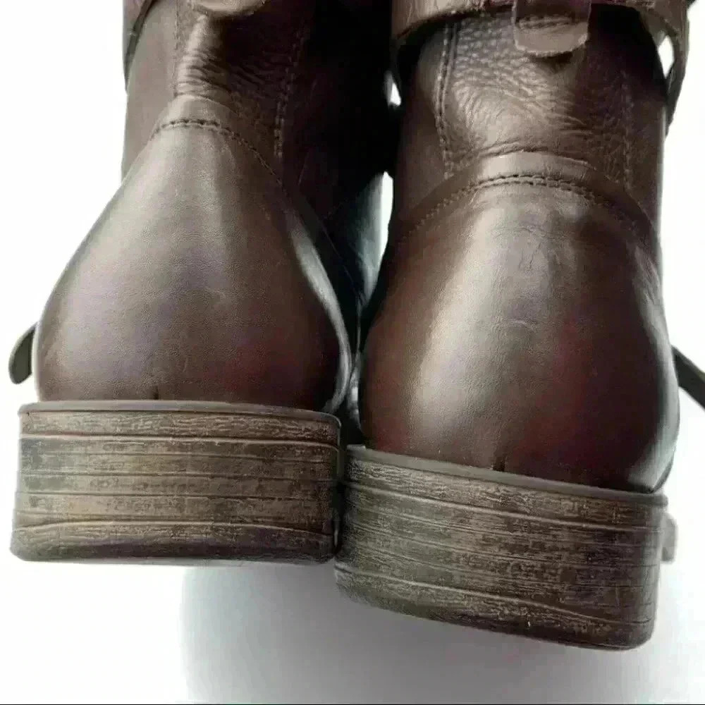Dina true womens mid calf moto boots size 7 brown leather - Picture 8 of 10